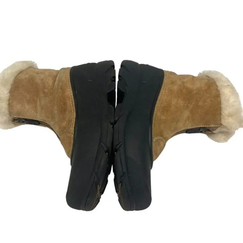 SOREL Snow /Rain Boots Womens Sz 6 Black & Tan Short Zip Suede